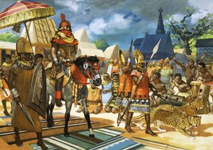 西アフリカ、ベナンのオバ（王）、1550年頃、紙にグワッシュ画 作： アンガス・マクブライド