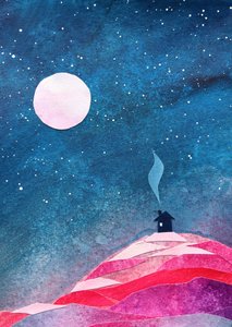 月明かりに照らされた居心地の良い家 作： Ania Witwitzka