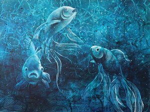 3匹の幻想的な金魚