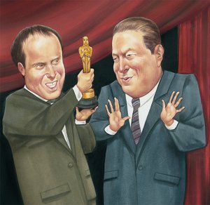 オスカーを受賞したアル・ゴア、2007年（アクリル、イラストレーションボード） 作： Anita Kunz