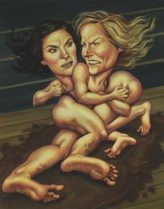 ジュリアとジョディの戦い, 2012 （アクリル、イラストレーションボード） 作： Anita Kunz