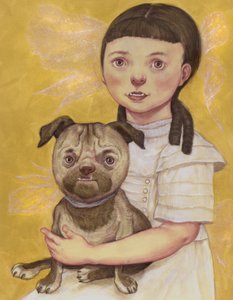 Girl With Stray, 2019（イラストレーションボードにアクリル絵の具） 作： Anita Kunz