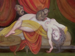 Nightmare With Ape, 2018（イラストレーションボードにアクリル絵の具） 作： Anita Kunz