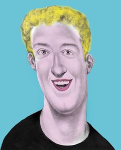 ポップ・ゴーズ・ザッカーバーグ、2019年（イラストレーションボードにアクリル絵の具）