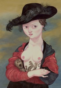 ティティを持つ女性の肖像》2016年（イラストレーションボードにアクリル絵の具） 作： Anita Kunz