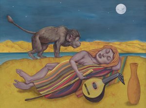 眠れるロマ》2015年（イラストレーションボードにアクリル絵の具） 作： Anita Kunz