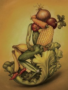 Vegan Kiss, 2010（イラストレーションボードにアクリル絵の具）