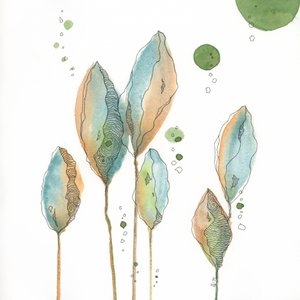 柔らかな抽象的な植物モチーフ