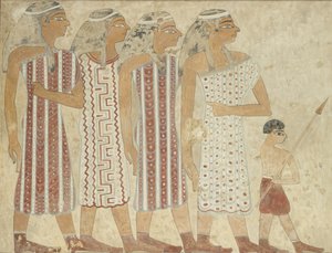 壁画の複製、クヌムホトペ 3 世の個人墓 3、ベニ ハサン、20 世紀 作： Anna