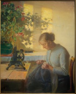 漁師の娘の縫製 作： Anna Ancher