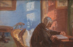 赤い部屋の芸術家の母とヘドヴィグ ブロンダム 作： Anna Ancher