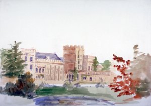 「木々の間から見える城」、c1864-1930 作： Anna Lea Merritt