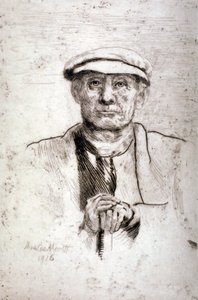 「フラット キャップの老人」、1916 年。 作： Anna Lea Merritt