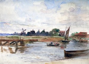「川の情景」、c1864-1930。 作： Anna Lea Merritt