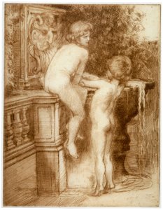 「噴水の二人の少年」、c1864-1930 作： Anna Lea Merritt