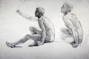 「座っている男性の裸体の 2 つの習作」、c1864-1930