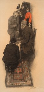 靴のほこりを払うことを主張した... (紙にパステル) 作： Anna Whelan Betts