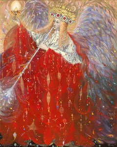 生命の天使, 2009 （ベルギーリネンに油彩と金箔） 作： アナエル・アネリア・パブロワ