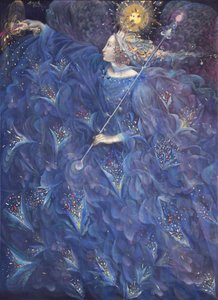 力の天使》2010年（ベルギー製リネンに油彩と金箔）