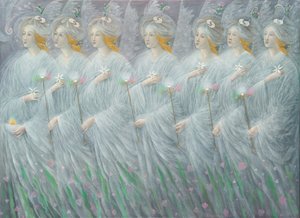 春の啓示（二部作）、右パネル、2012年（ベルギーリネンに油彩） 作： アナエル・アネリア・パブロワ