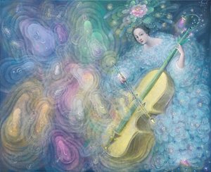 水の音楽》2016年（ベルギーリネンに油彩） 作： アナエル・アネリア・パブロワ