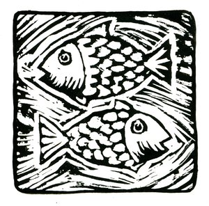 ホロスコープ（魚座）、2017年（リネンプリント） 作： Annalisa Morrocco