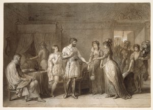 ブレシアでホステスからのプレゼントを断るベイヤード 作： Anne-Louis Girodet de Roucy-Trioson