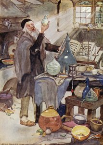 錬金術師、ハンス・クリスチャン・アンデルセンのおとぎ話風の物語のシーン (色リソ)