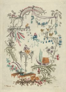 1790-99年の中国のアラベスクノートの新しいスイートからのシノワズリー。 作： Anne Allen