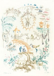 サルとアラベスク 作： Anne Allen after Jean Baptiste Pillement