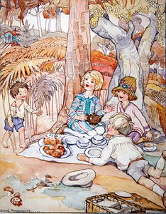 The Picnic」（紙に水彩とペン＆インク 作： Anne Anderson