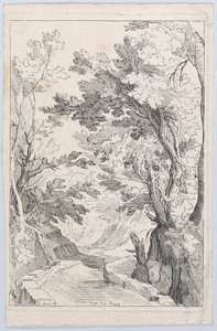 森の中のパラペットのある小道、18世紀。 作： Anne Claude Philippe de Caylus