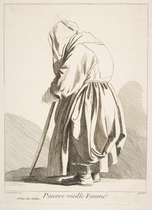 貧しい老婦人、1742年。 作： Anne Claude Philippe de Caylus