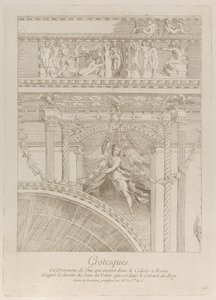 グロテスク: ローマのコロッセオを飾るスタッコのレリーフの細部、翼を持つ..., ca. 1729年。 作： Anne Claude Philippe de Caylus
