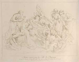 ファラオの娘によって救われたモーゼ, ca. 1729年。 作： Anne Claude Philippe de Caylus