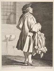 ラビットペルトペドラー、1737年。 作： Anne Claude Philippe de Caylus