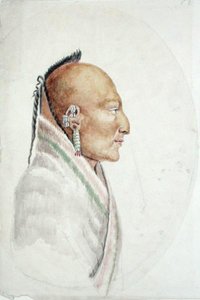 リトル・オーセージの酋長、カチャスンギア（水彩・紙） 作： Anne Marguerite Hyde de Neuville