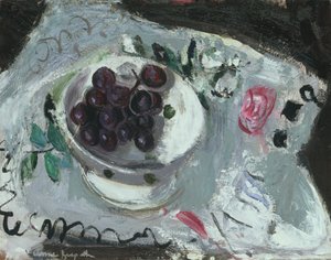 ブドウの皿、1957年頃（船上油） 作： Anne Redpath