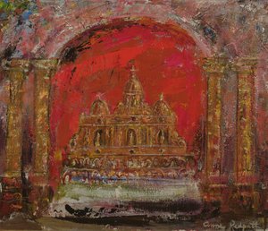 セントポールの教会で（キャンバスに油彩） 作： Anne Redpath