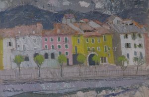 Sospel, Alpes Maritime (オイルオンボード) 作： Anne Redpath