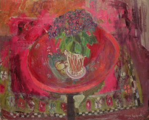 The Red Tray (オイルオンボード) 作： Anne Redpath