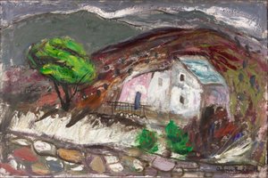 コルシカ島、サン マルティーノ ディ ロタの谷、1950～60 年頃（船上油彩） 作： Anne Redpath