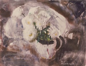 白い水差しの白い花、1960年頃（紙に水彩） 作： Anne Redpath