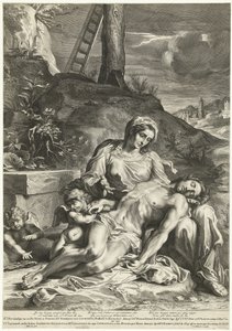 ピーテル・ド・ベイリウが彫った「ピエタ 作： Annibale (after) Carracci