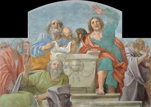 Apotres pres du sepulcre vide - Peinture de Annibale Carracci (1560-1609) 空の墓のフレスコ画の周りの使徒たち 1604-1607 Museu Nacional d