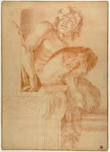 座るサテュロス 作： Annibale Carracci
