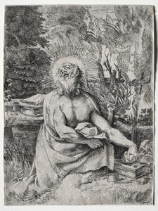 聖ジェローム、c。 1591年。 作： Annibale Carracci
