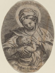 キリストの子供を看護するマドンナ 作： Annibale Carracci