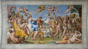 バッカスとアリアドネの勝利」カラッチ、アンニバレ（1560-1609）。フレスコ画、約1597年、ローマ、ファルネーゼ宮