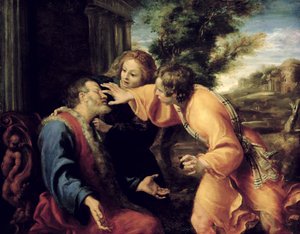 若いトビアスは彼の盲父を癒す、1600年頃 作： Annibale Carracci